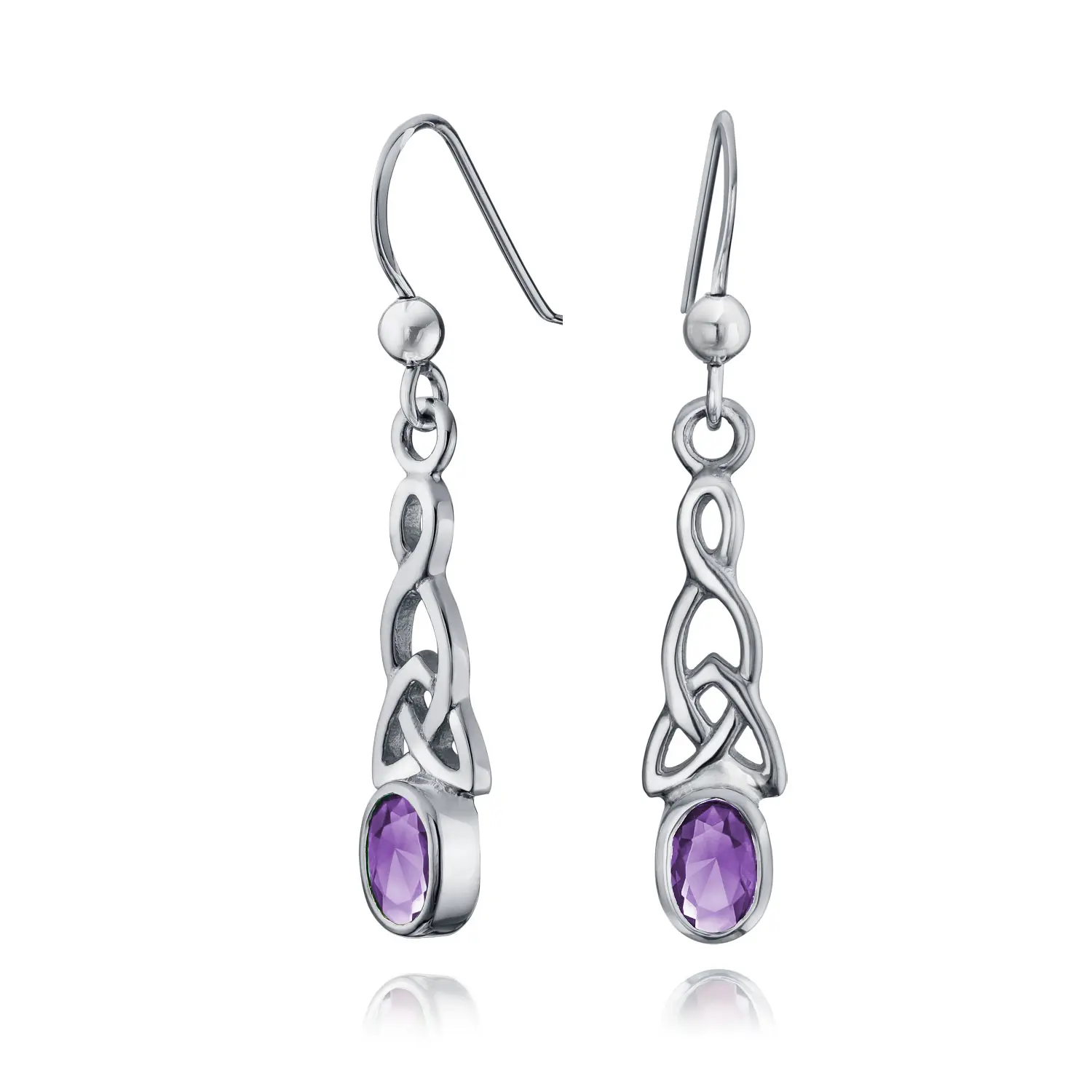 Amethyst Moonstone Amber Love Knot Dangle Earrings Celtic