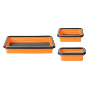 3PCS Collapsible Magnetic Parts Tray Magnetic Screw Tray Silicone Magnetic Tool Trays For Bolts Nut Tool Organizer Storage Box