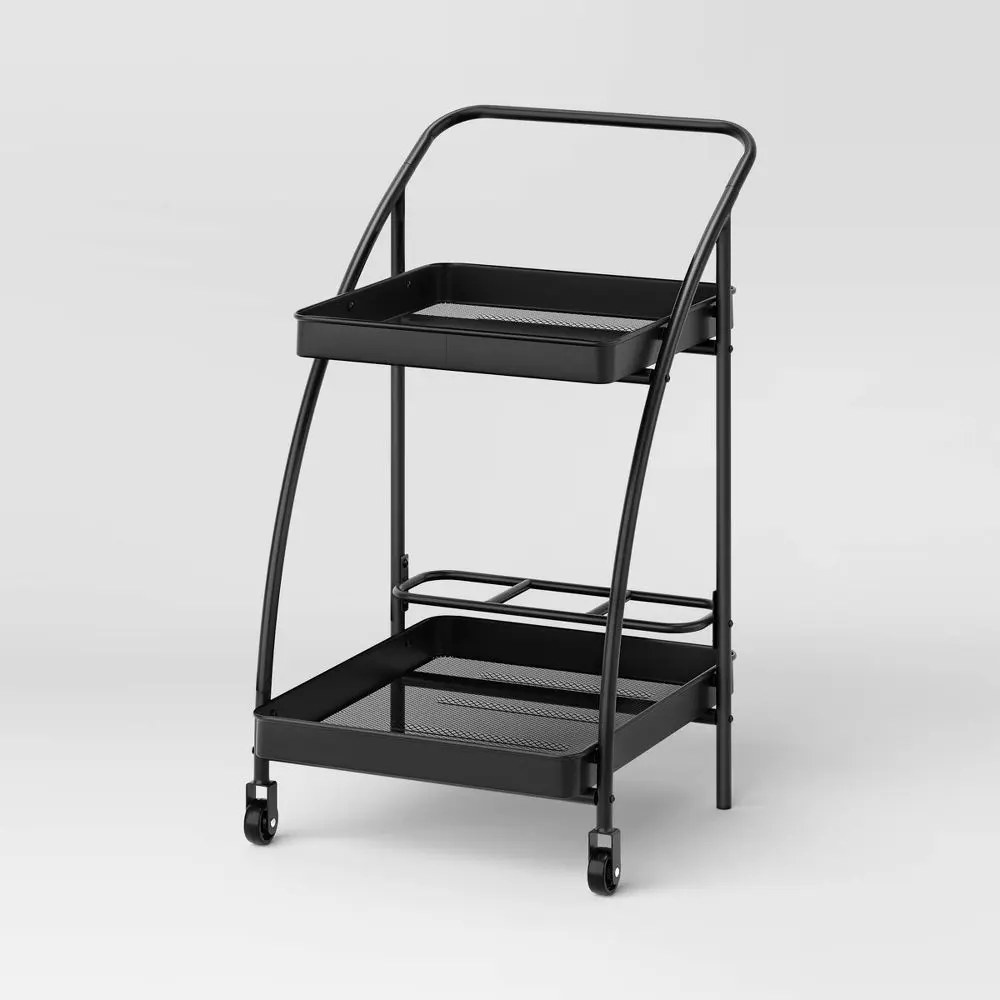 Metal Mesh Rolling Bar Outdoor Serving Cart Black - Room Essentials Metal Mesh Rolling Bar Outdoor Serving Cart Black - Room Essentials