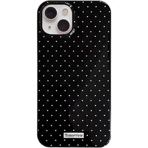 Compatible with iPhone 13/iPhone 14 Case with Cute Fashion Polka Dot Aesthetics Design Simple Case for Soft TPU Slim Protection Case for iPhone 13/14-Black