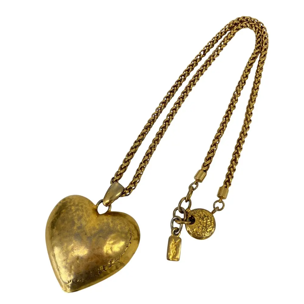 Pre-owned Yves Saint Laurent Gold-plated Small Leather Goods Vintage Heart Necklace