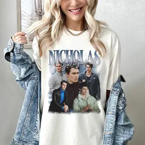 NICHOLAS GALITZINE Vintage Shirt | Nicholas Galitzine Homage Fan Tees | Character Purple Heart | Nicholas Galitzine Graphic Retro 90s Gift