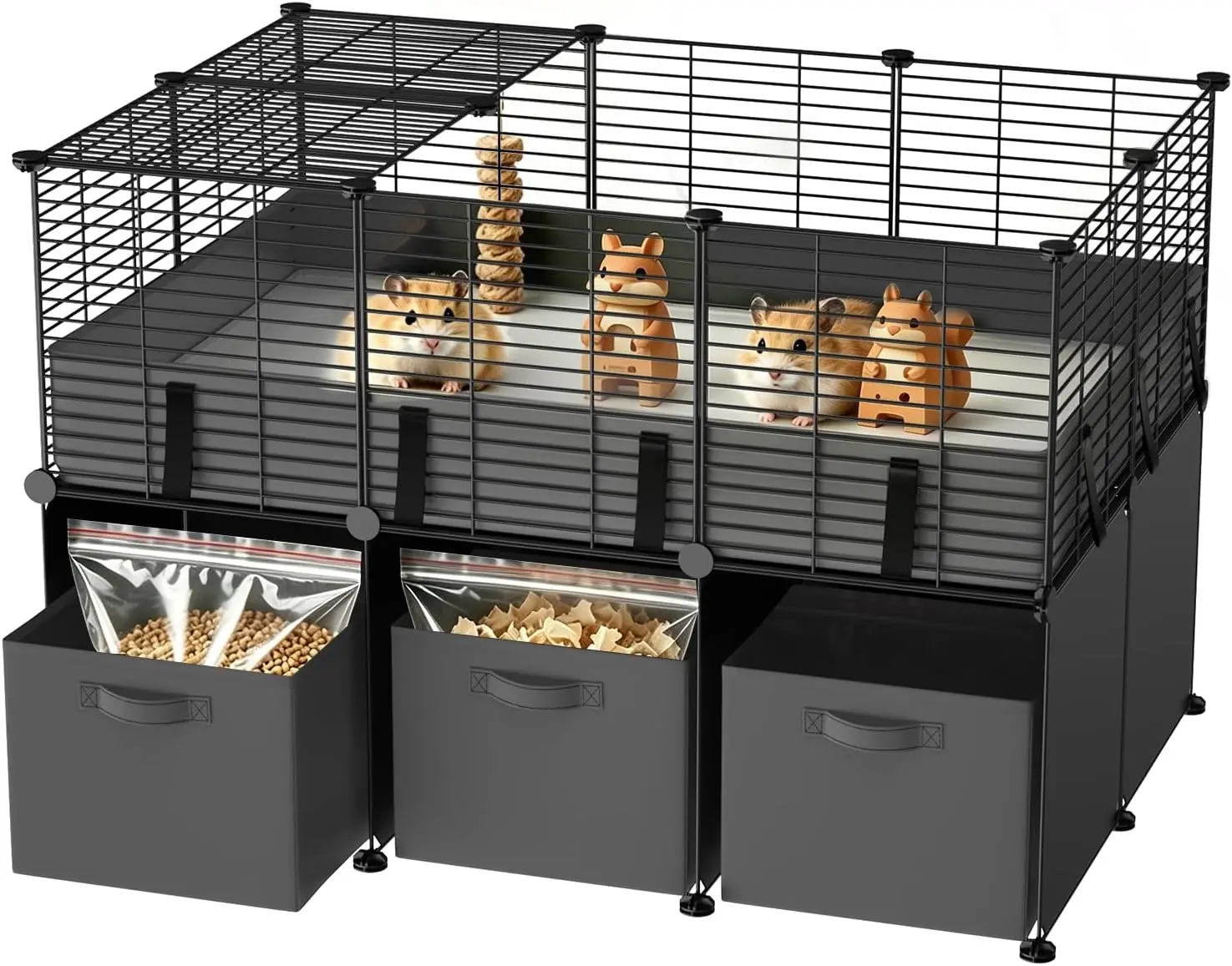 Small Animal Playpen Guinea Pig Cages with Waterproof Washable PVC Liner & Storage Space, Cage for Guinea Pigs, Hedgehog, Hamsters, Ferrets,Indoor Enclosure Wire Yard Playpen