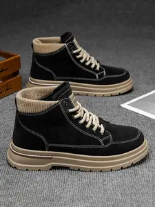 Men's High Top Ankle Boots, All-Season Lace-Up Shoes, Anti-Slip PVC Sole, Cushioned Insole, /, Hiking, Casual, Outdoor, Slip Resistant Boots