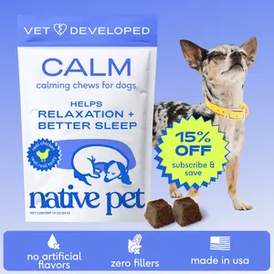 Native Pet Calming Chews for Dogs - Melatonin for Dogs Anxiety Relief - Grain Free All Natural Hemp Calming Treats & L-Theanine Helps Manage Stress & Separation Anxiety - Puppy Sleep Aid
