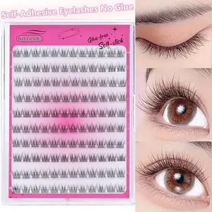 120pcs self-adhesive eyelash extension agent - C Curl, 10-12mm long, natural style, reusable and easy to use, suitable for beginners, DIY eyelash bags without glue, viscous eyelash extension agent, curl enhancing eyelashes, Individual Lash Extension
