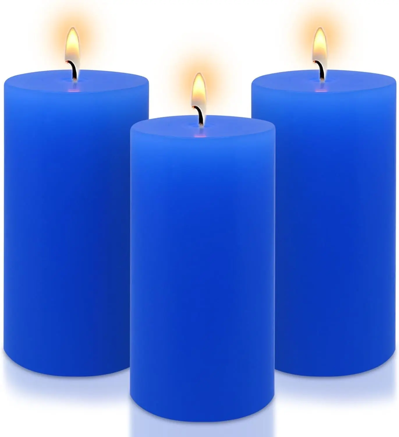 2.8" x 6" Hand-Poured Unscented Candle, Dripless Pillar Candle Set of 3, Approx 150 Hours Burn Time, Rustic Country Style, for Wedding, Dinner, Christmas and Home Decor, Dark Blue