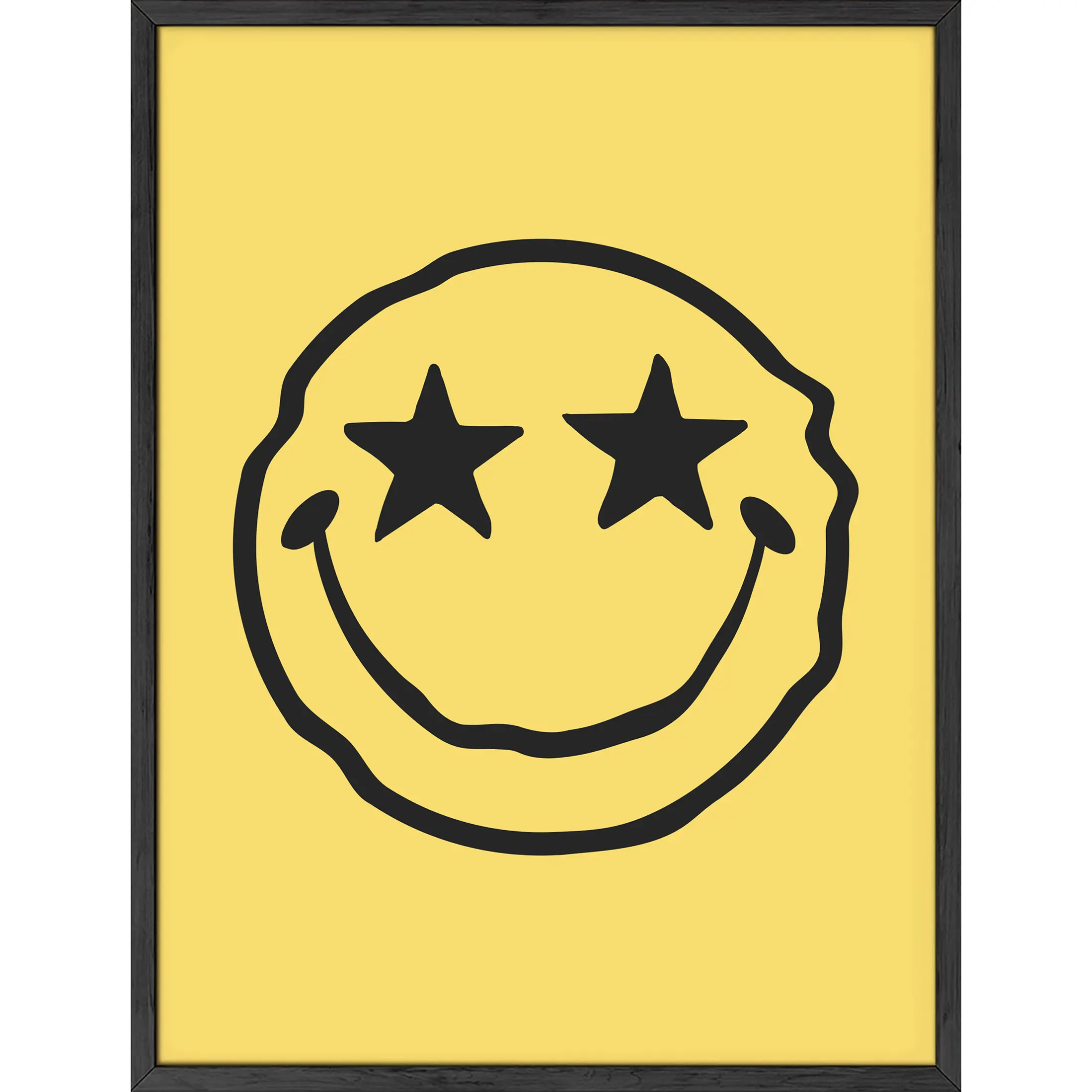 Starry Eyed Yellow Smiley Poster - Artistic Wall Decor Print for Room Aesthetic and Vibe