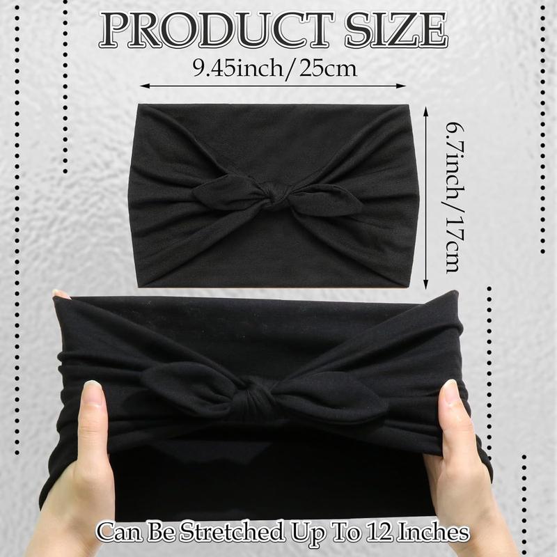 3Pack Black,Gray,White Bow Headbands for Women Boho Wide Head Bands for Women's Hair Christmas Non Slip Elastic Hair Bands Soft Headwraps Workout Yoga Turban Hair Accessories