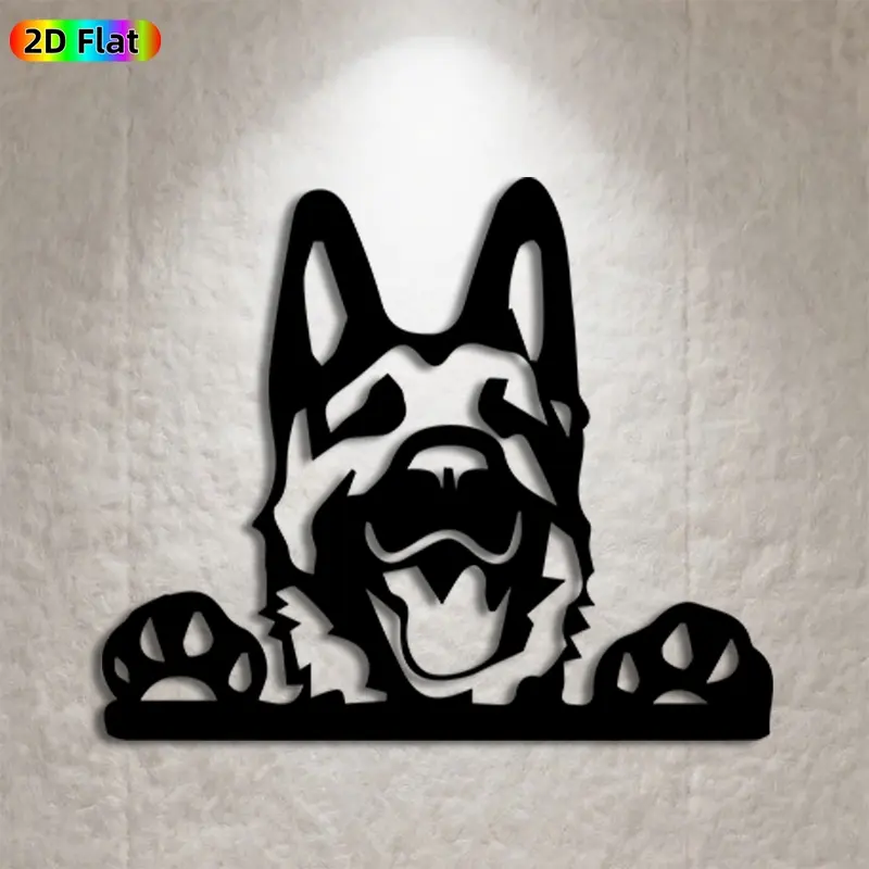1pc German Shepherd Metal Wall Art, Loyal German Shepherd Statue Mural, Ideal Gift for New Year, Christmas, Dog Lover Enthusiasts, Rust-Resistant Metal Wall Decor Wall Sculptures, Perfect for Living Room Wall & Garden Fence, Unique Home & Outdoor Decor