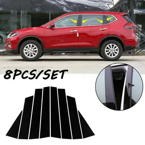 For Nissan Qashqai J11 2016-2022, 8Pcs/Set Gloss Black Car Door Window Trim Pillar Posts Decorative Cover Trim, Vehicle Accessories