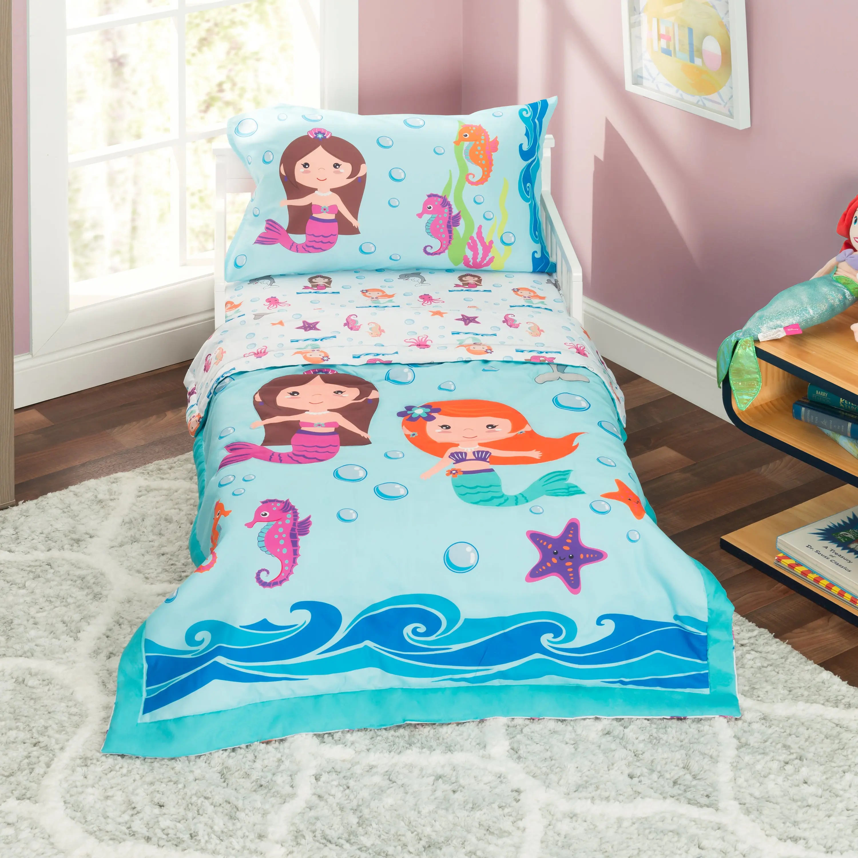 Undersea Mermaids Adventure 4-Piece Toddler Bedding Set Undersea Mermaids Adventure 4-Piece Toddler Bedding Set