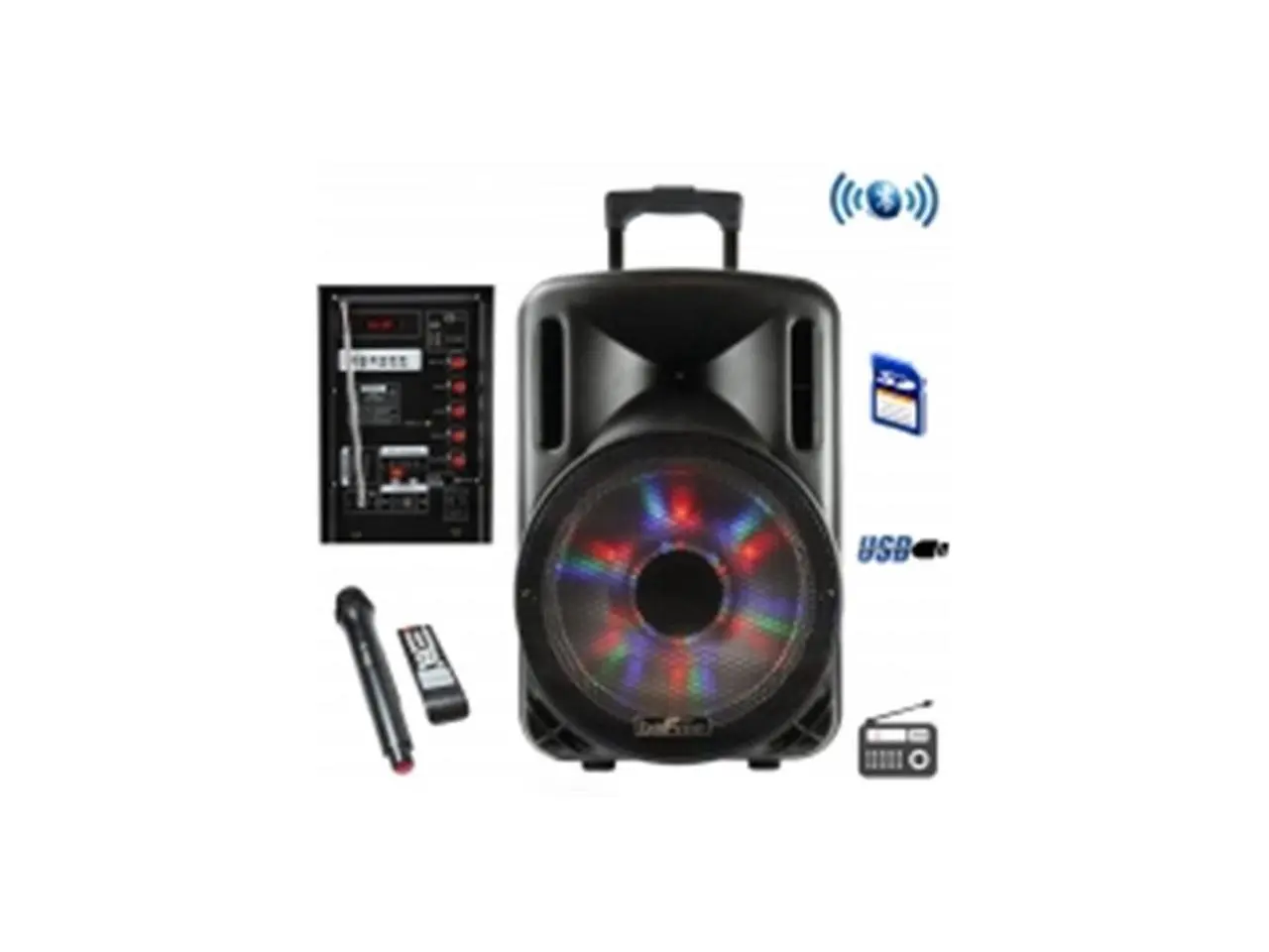 Befree Sound BFS-4435 12 in Bluetooth Rechargeable Party Speaker with Illuminatiing Light, 2500 Watt