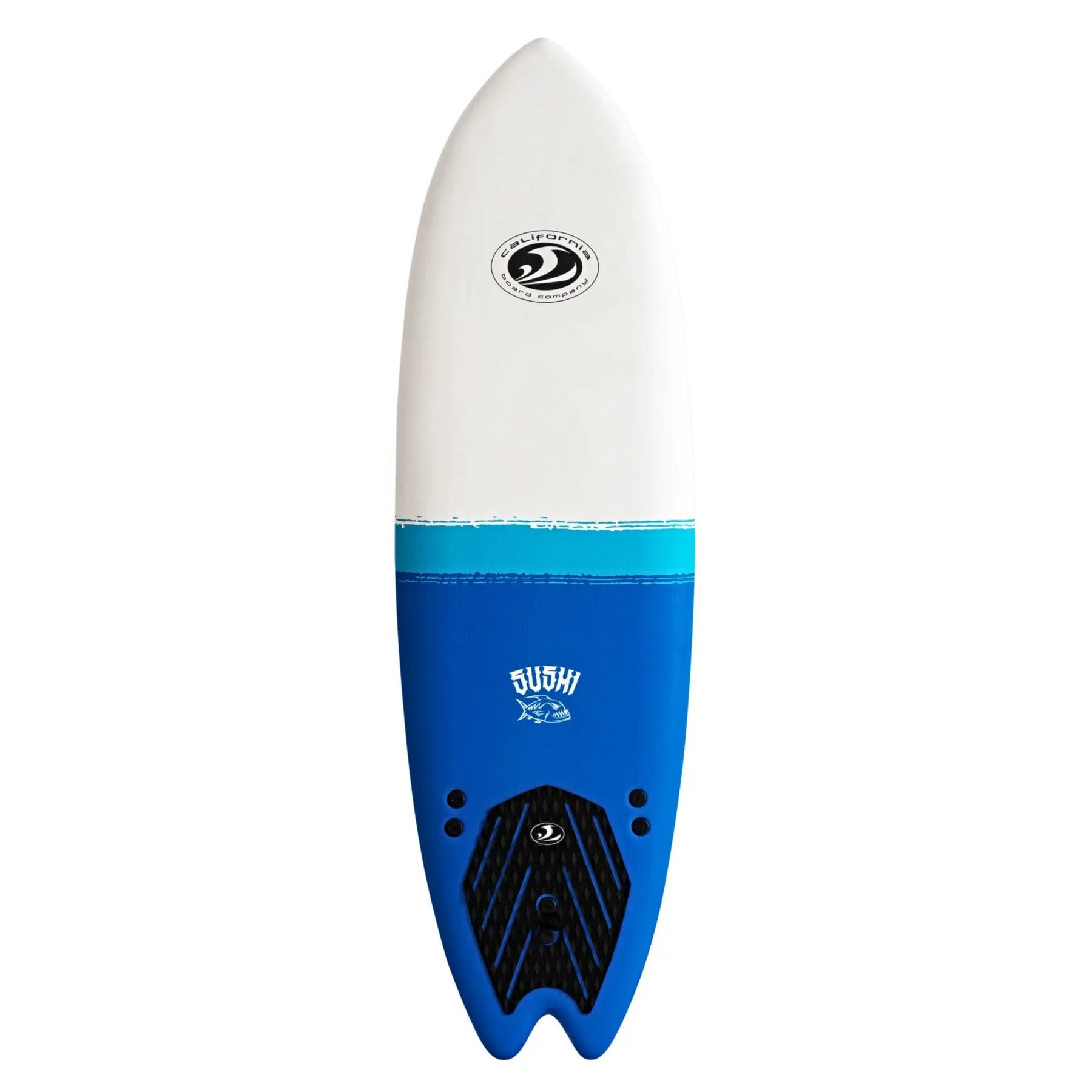 California Board Company Sushi 6'2" Fish Soft Surfboard, Lightweight 5.5 lbs, Custom Molded EPS Core with 3 Laminated Wood Stringers, Includes Leash & Fins