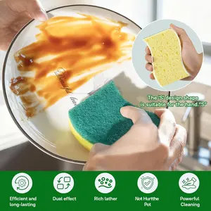 9 Count Heavy-Duty Dual Sided Cleaning Sponges, Sturdy Scrubber for Burnt Pots, Stovetops & Grills, Perfect for Daily Tough Kitchen & Home Cleaning