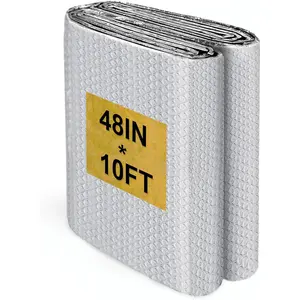 Insulation Roll (48IN X 10FT) Reflective Foil Insulation, Reflective Window Insulation for Summer Heat, Aluminum Foil Radiation Barrier for Windows, RV, Garage Door