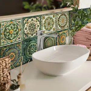 Snuggle Stor123 Bohemian Self Adhesive Wall Tile Stickers For Home Kitchen Bedroom Waterproof PVC Decals