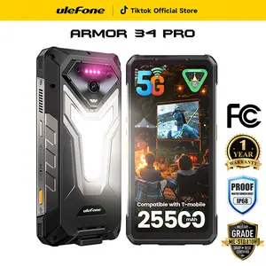 Ulefone Armor 34 Plus/Armor 34 PRO Plus5G AI Rugged Phone with Projector,32GB Ram+512GB Rom,64MP+50MP+50MP+32MP Cam,25500mAh(66W) Battery,1100 LMS LED Light,6.95'' FHD+ & 120Hz Screen,IP68 Waterproof,Widevine L1,98dB Loudspeaker,NFC Andriod 15 Smartphone