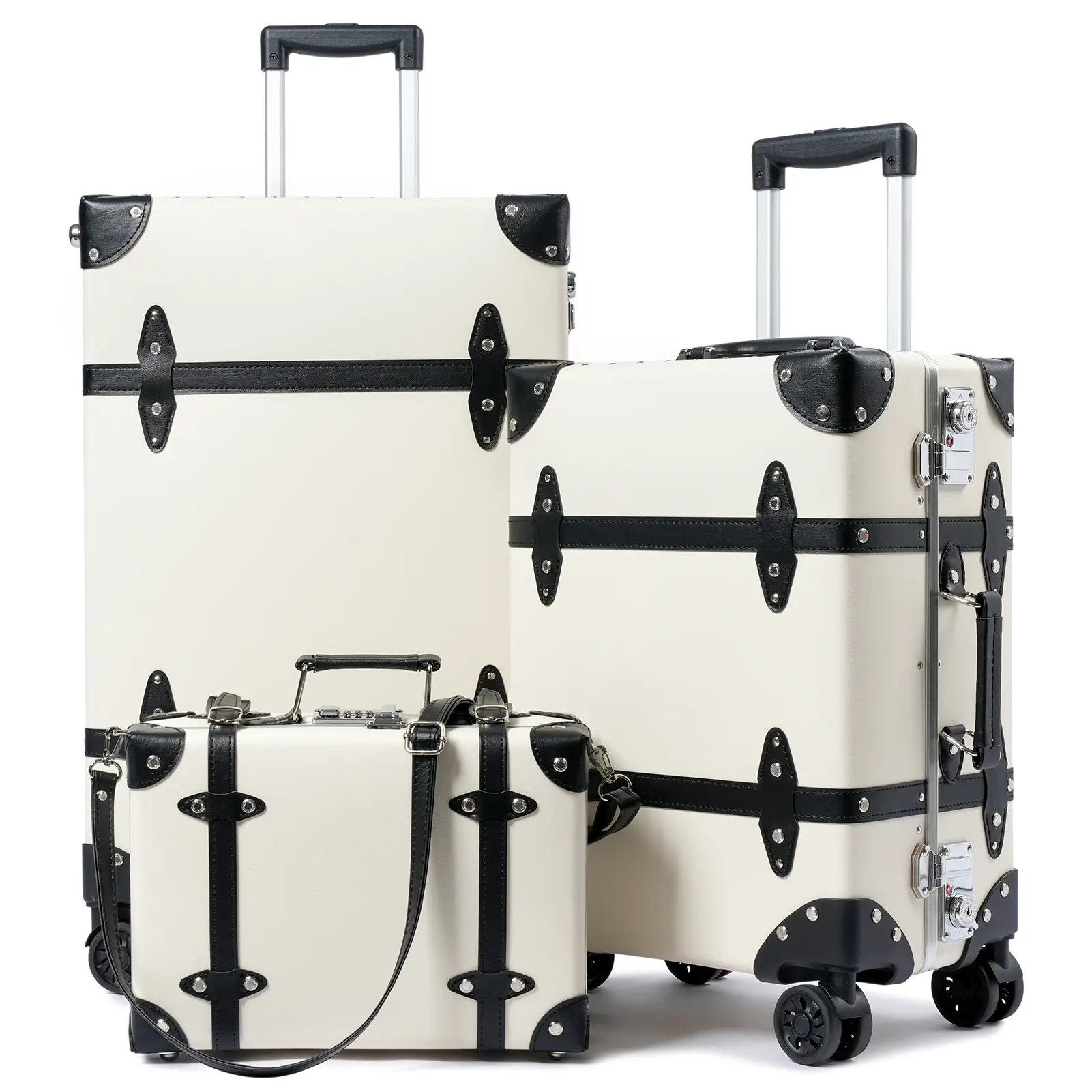 universal trotter Vintage Luggage Set – Retro Leather Suitcase for Women, Stylish & Spacious Travel Luggage with Wide Aluminum Frame & TSA Locks