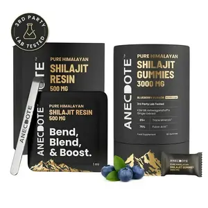 Anecdote Pure Himalayan Shilajit Gummies 3000mg (60 Gummies) and Anecdote Pure Himalayan Shilajit Resin Cards 500mg (30 Sachets) | Pack of 2