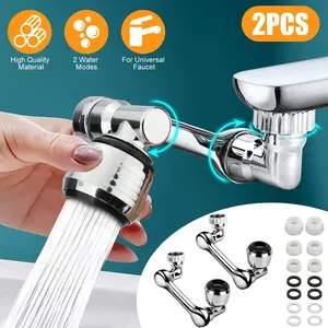 2 Pcs Universal 1080° Swivel Extension Faucet Aerator Rotate Robotic Arm Extend
