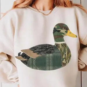 Faux Patchwork Sitting Mallard Duck Tee | Vintage Quilt Style Duck Graphic Shirt | Cozy Farmhouse Nature Lover Top | Cottagecore Bird Aesthetic T-Shirt