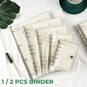 1pc/2pcs A7 Clear Binder Cover 6 Ring PVC Notebook Shell for Refillable Planner Journaling
