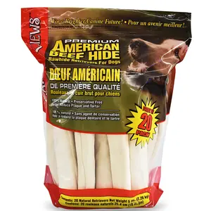 Canine Chews 10-11" Dog Rawhide Retriever Rolls - Dog Rawhide Chews (20 Pack) - 100% USA-Sourced Natural Beef Raw Hide Dog Bones for Large Dogs