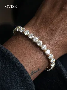 Diamond Tennis Bracelet Hip Hop Rhinestone Bracelet, Unisex Couple Bracelet, Stackable Shimmering Zircon Bracelet, Perfect Gift