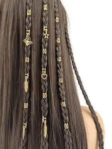 26 Pcs Boho Style Alloy Hair Rings Set, Hollow Round Hair Accessories for Women and Girls, Elegant Solid Color for Braids and DIY Hairstyles