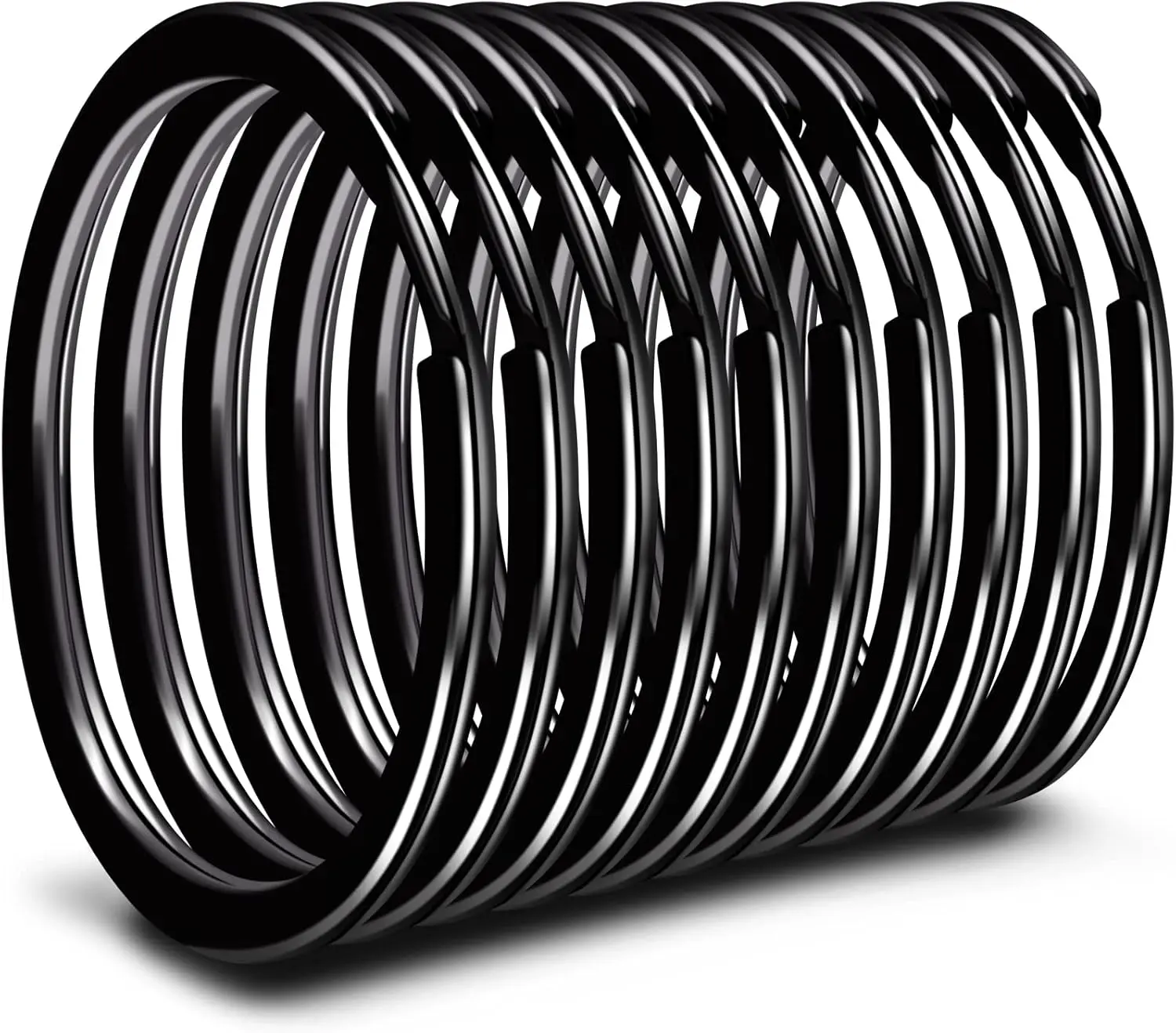 1 Inch/25mm Heavy Duty Key Rings, Stainless Steel Key Rings 10 count Round Split Key Rings for Keychains Key Chain Rings (Black)