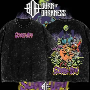 BornOfDarkness-MCU Scooby-Doo x Horror Classic 2-side Acid Washed Graphic tshirt, vintage shirts,Vintage Washed Oversized Tee, Retro Cartoon ,90s graphic tees,comic shirt,90s Graphic T-shirt graphic tees,men gifts, comic fan,Dailywear,Comic tshirt 57A