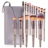 HHEYMKGO 15-Piece Multi Pack Professional Makeup Brush Set - Champagne Gold Accents, 250g Pro Tools with Included Travel Bag, Contour, Foundation, Blending, Concealer, Eyeshadow Brushes for Beginners, Makeup Enthusiasts, Daily Use