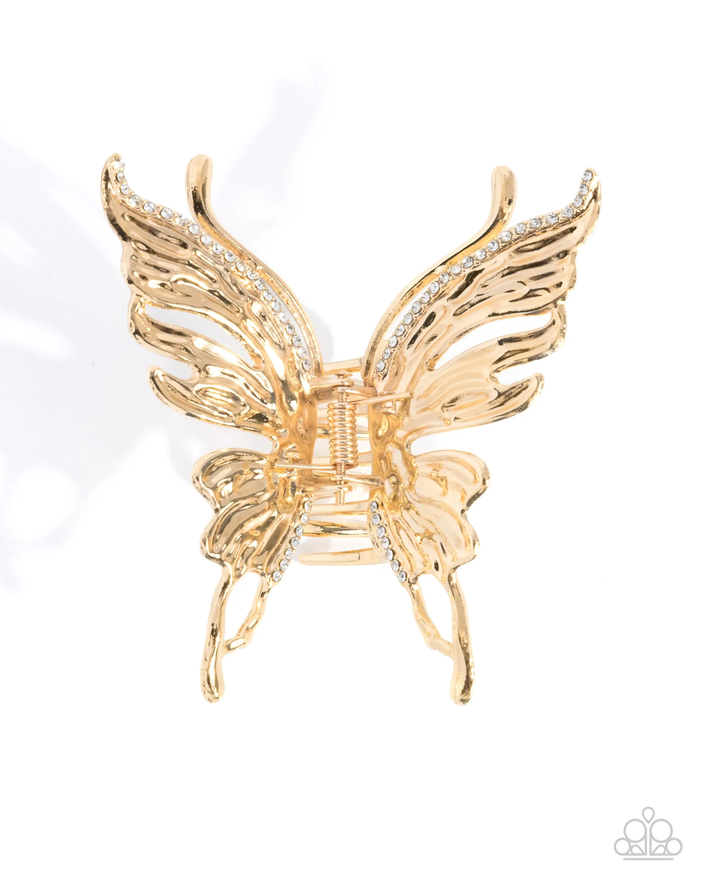 Flutter Following - Gold Butterfly Claw Hair Clip - Paparazzi