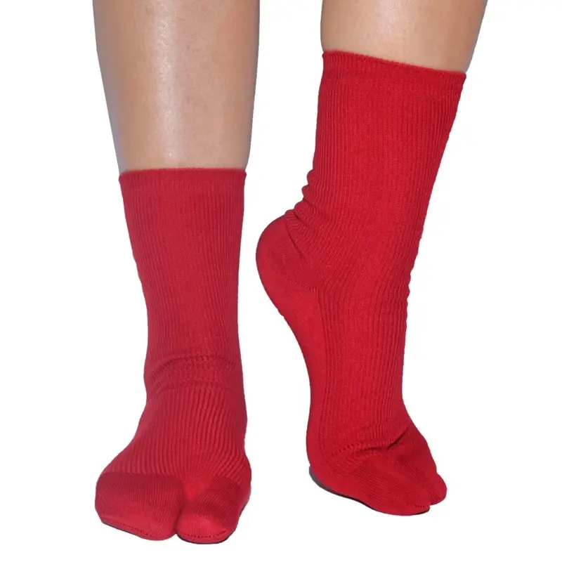 Simple Soft Combed Cotton Tabi Socks - 3 Pair Breathable Anti-friction Combed Cotton High Elasticity Red