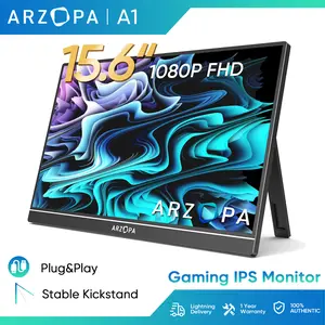 NEW-Arzopa A1 15.6" Mobile Full HD 1920x1080P Display, USB-C and HDMI Ports, IPS Screen, Compatible with iPad, Computer, Mac, Phone, Xbox, Switch, PS4, Designed for Office Use, Easy to Carry