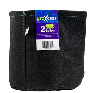 GroXcess Premium Black 2-GAL Fabric Pot No Handles