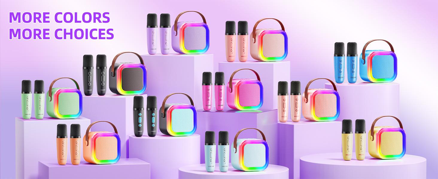 Mini Karaoke Machine for Kids Adults, Portable Bluetooth Speaker with 2 Wireless Microphones,Toys Birthday Gifts for Girls Ages 4, 5, 6, 7, 8,9,10,11,12+ Family Home Party (Purple)