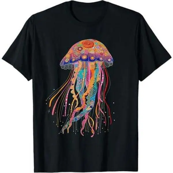 Jellyfish Colorful Flower Patterns Scuba Diving Diver Ocean T-Shirt