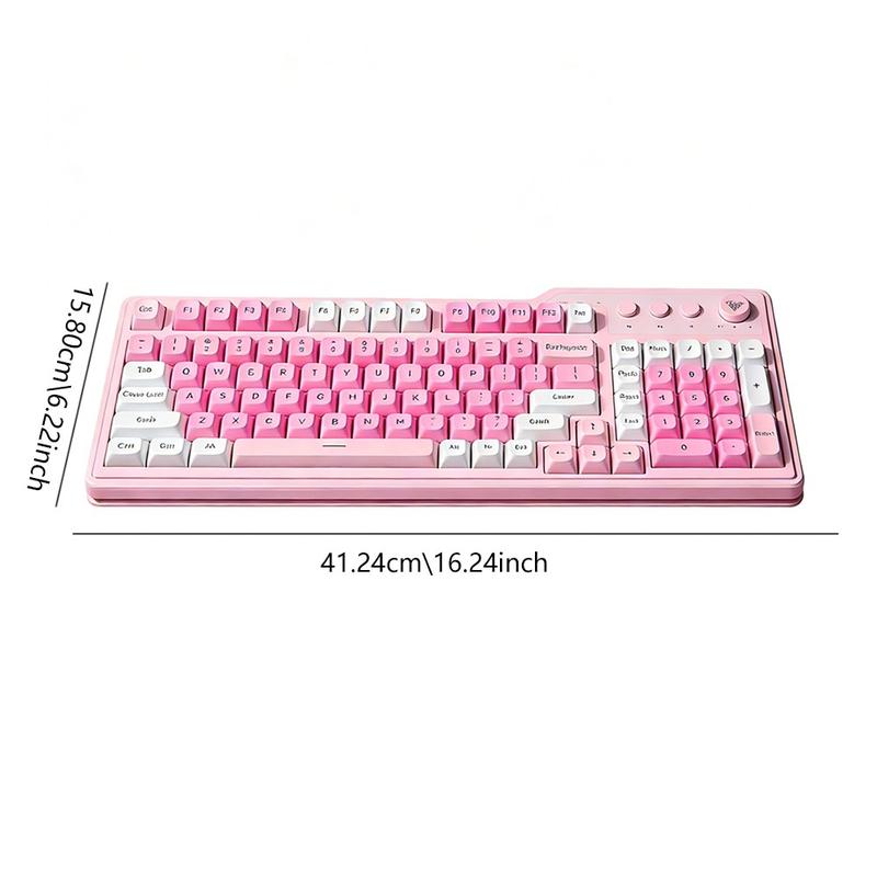 AULA F3099 three-mode wireless keyboard, 99 keys, RGB lighting effect, multi-function knob, light tone film design, compatible with Windows/Mac/iOS system, compatible with computers, notebook computers and mobile phones.