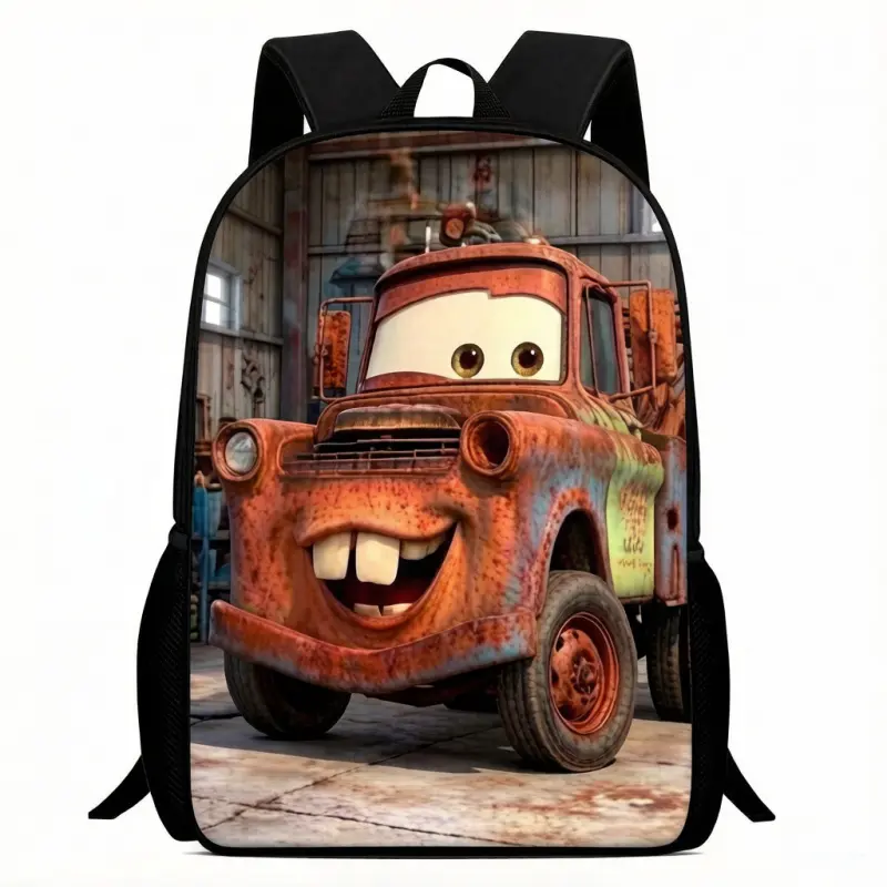 Cartoon Trailer Truck Backpack, 2D Flat Print Colorful School Bag, Lightweight Cute Daypack for Kids Boys, Fun Vehicle Travel Bookbag, Back to School Supplies, Outdoor Camping Trip Gift