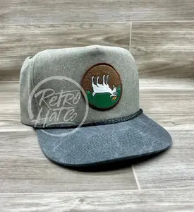 Retro Hat Co. Fainting Goat on Two-Tone Stonewashed Retro Rope Hat High Profile Handmade to Order with Hilarious Patch