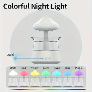 Aromatherapy Essential Oil Diffuser with Rain Cloud Design Night Light Mushroom Lamp Mini Humidifier Desk Fountain with Water Drop Sound Dual Color Optional for Bedroom Relaxation