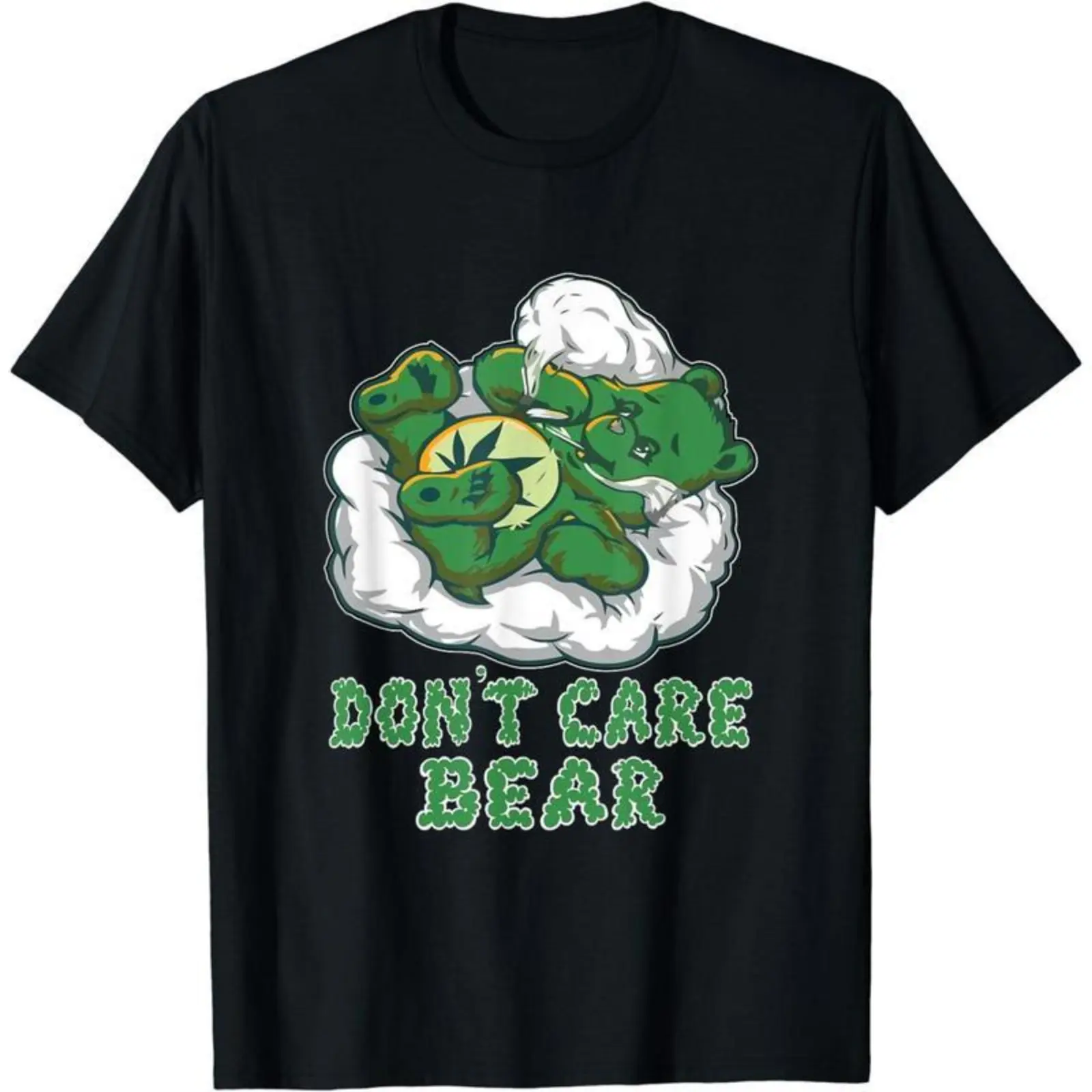 Funny Smoking Bear Graphic Tshirt, Casual Cotton Streetwear Shortsleeve Top for Men and Women, Stoner Gift