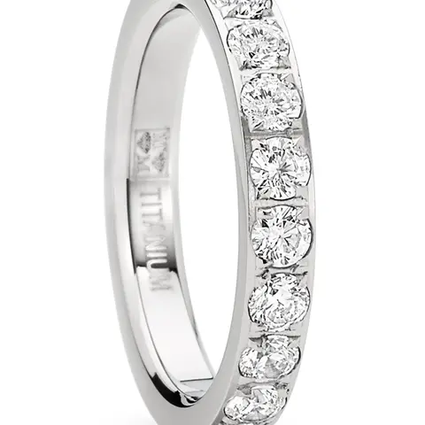 Female 3MM Retro Synthetic Zirconia Eternity Ring - Pave Set CZ Titanium Band, Solid Metal Contour Fit Wedding Jewelry, Sizes 4-9 with Complimentary Jewelry Ring Gift Box