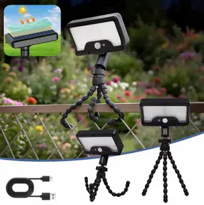 Solar Light Outdoor with Octopus Tripod, 3 Color Temperatures and Remote Control, Motion Sensor Fence Light Solar Powered, IP65 Waterproof Security Light,  for Outdoor, Deck, Gutter, Camping