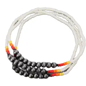 Aztec Seed Bead Stackable Bracelet Set - 3 Rows, Natural Color, Unique Design