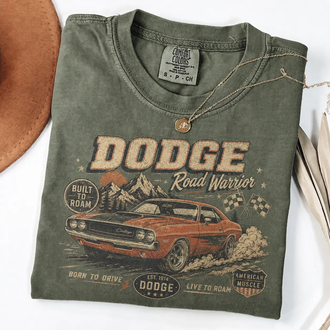 Dodge Comfort Colors T Shirt, Vintage Muscle Car Graphic Tee, Classic Challenger Shirt, American Muscle Car Lover Gift, Retro Mopar Style Apparel for Men and Women