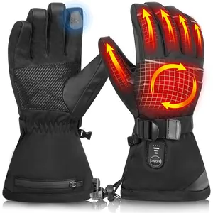 Rechargeable Heated Gloves for Men Women 7.4V Electric Thermal Gloves Winter Waterproof Windproof Ski Glove for Outdoor Motorcycle Riding Hunting Fishing with 3-Level Temperature Control & Full-Hand Heating