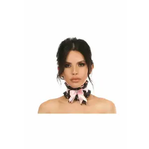 Kitten Collection Lt Pink/Black Lace Choker